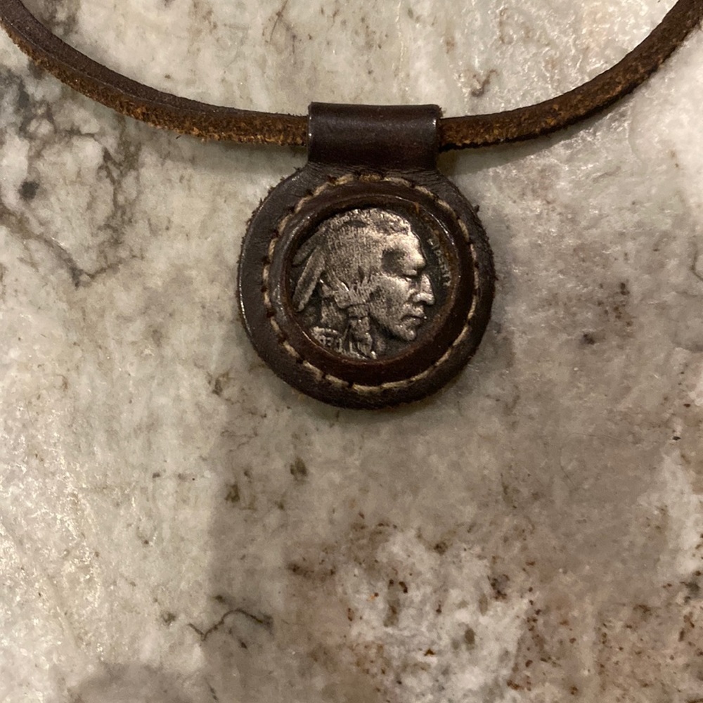 Vintage Abercrombie and Fitch Indian head nickel necklace